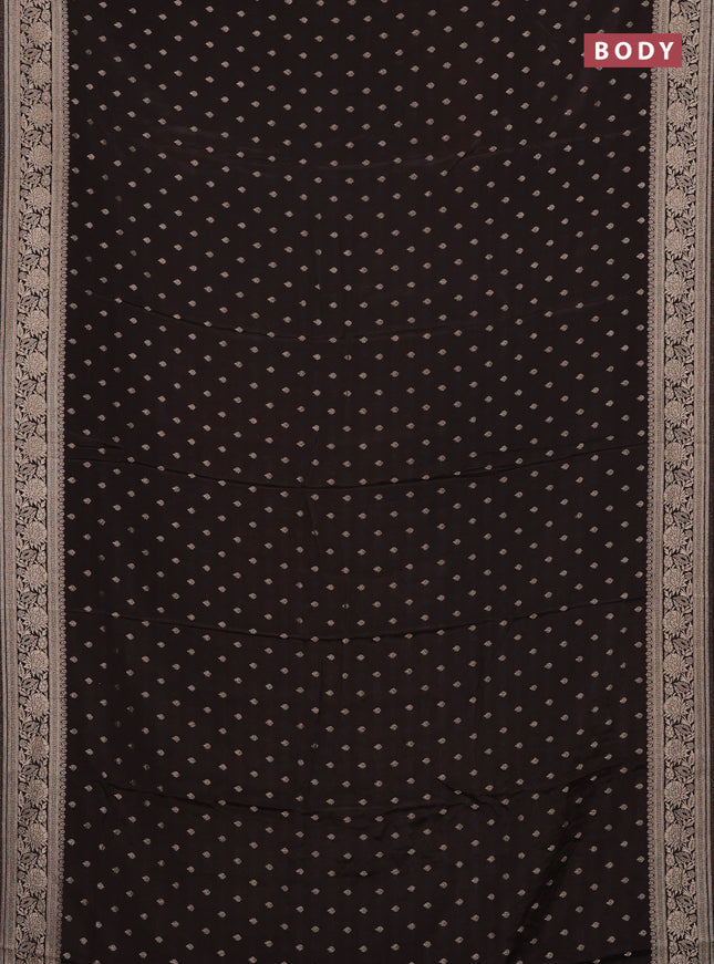 Semi mysore silk saree coffee brown with allover zari woven buttas and zari woven border