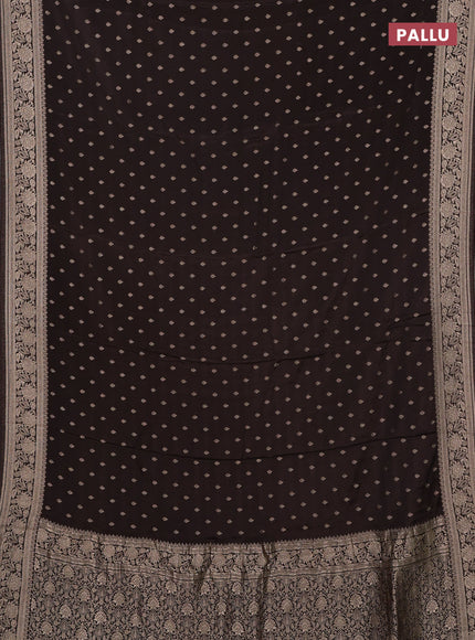 Semi mysore silk saree coffee brown with allover zari woven buttas and zari woven border