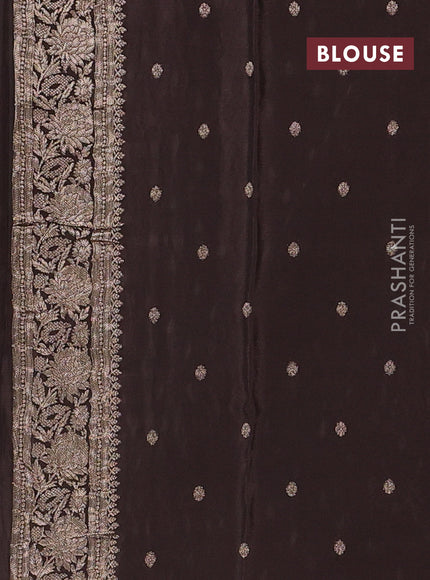 Semi mysore silk saree coffee brown with allover zari woven buttas and zari woven border