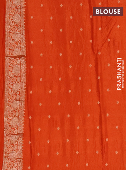 Semi mysore silk saree rust shade with allover zari woven buttas and zari woven border