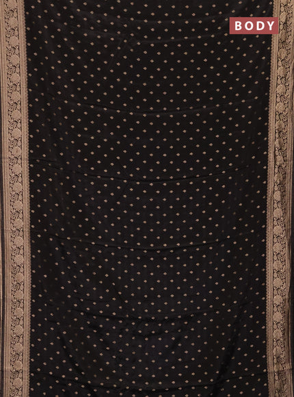Semi mysore silk saree black with allover zari woven buttas and zari woven border