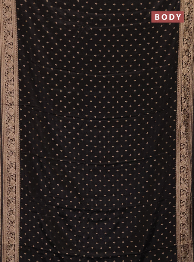 Semi mysore silk saree black with allover zari woven buttas and zari woven border