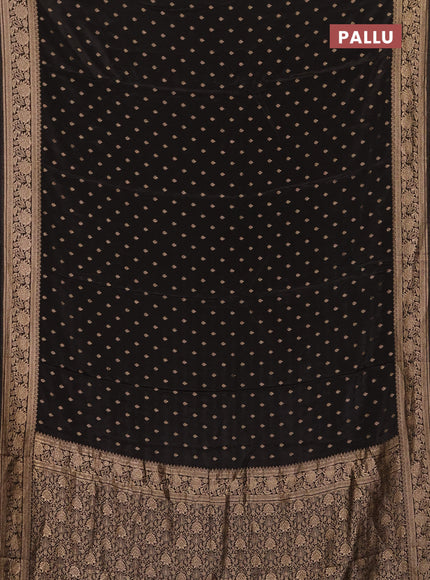 Semi mysore silk saree black with allover zari woven buttas and zari woven border