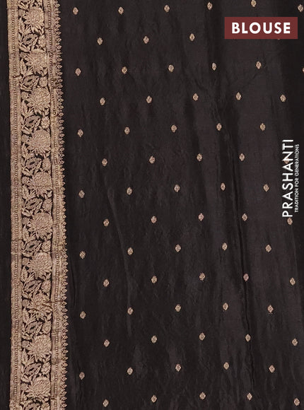 Semi mysore silk saree black with allover zari woven buttas and zari woven border