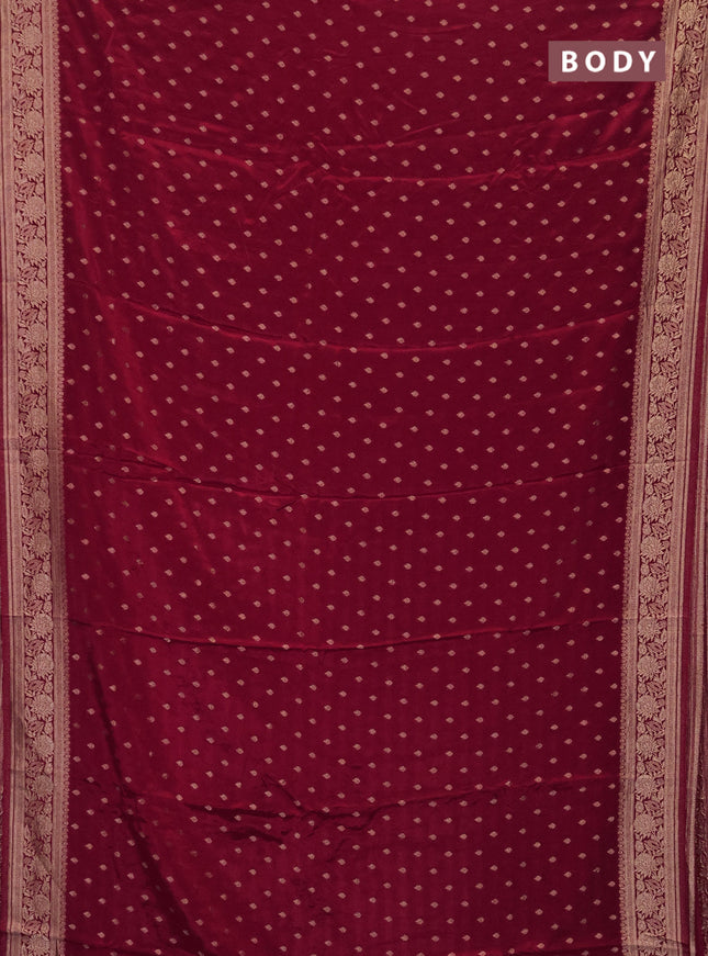 Semi mysore silk saree red with allover zari woven buttas and zari woven border