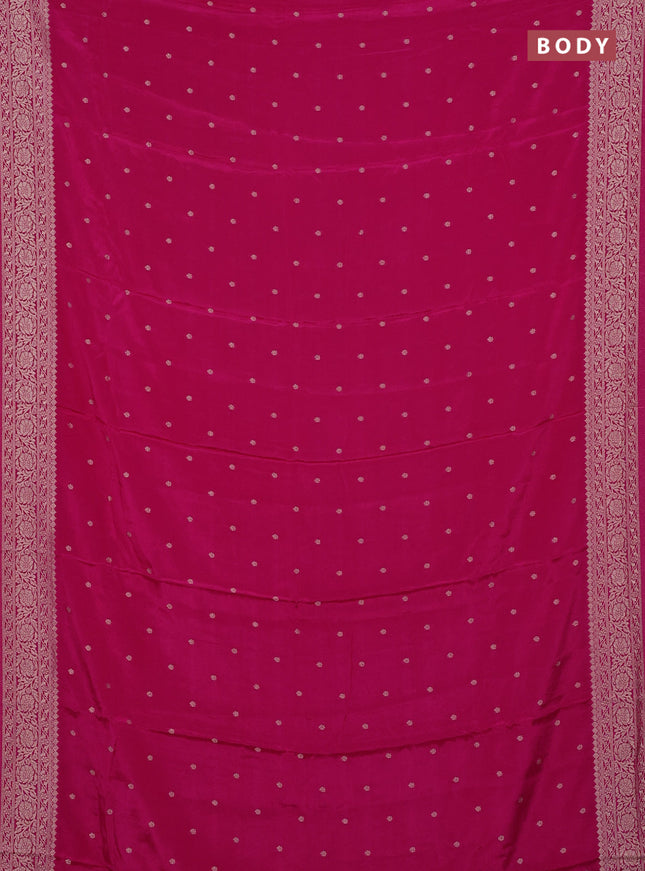 Semi mysore silk saree pink with allover zari woven buttas and zari woven border