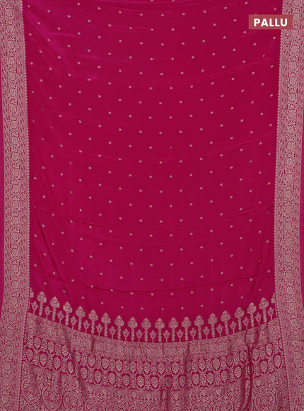 Semi mysore silk saree pink with allover zari woven buttas and zari woven border