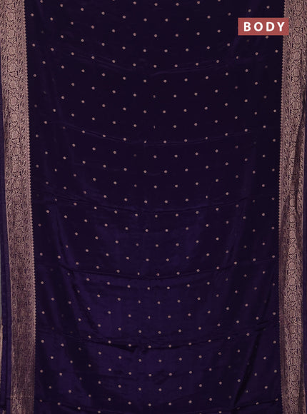 Semi mysore silk saree navy blue with allover zari woven buttas and zari woven border