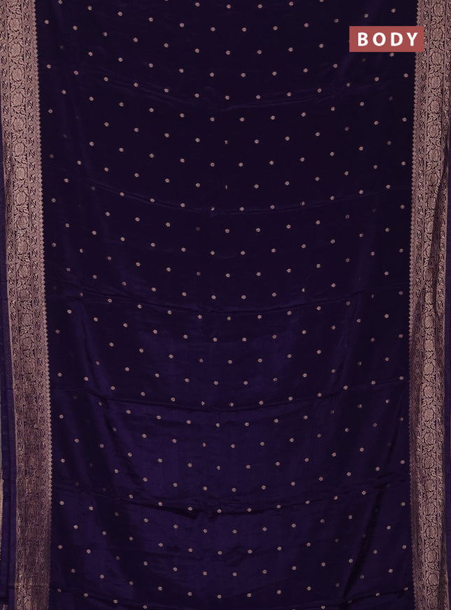 Semi mysore silk saree navy blue with allover zari woven buttas and zari woven border