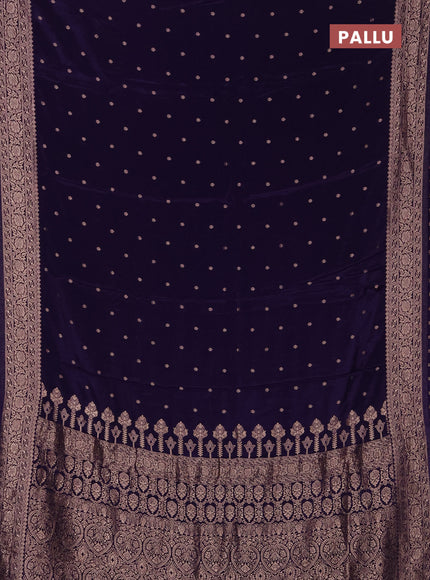 Semi mysore silk saree navy blue with allover zari woven buttas and zari woven border