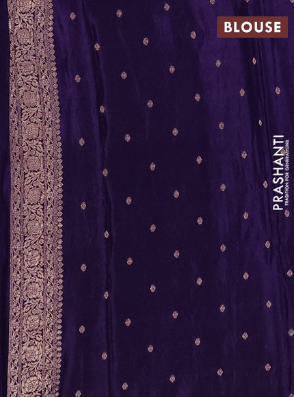 Semi mysore silk saree navy blue with allover zari woven buttas and zari woven border