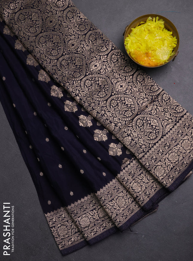 Semi mysore silk saree jamun shade with allover zari woven buttas and zari woven border