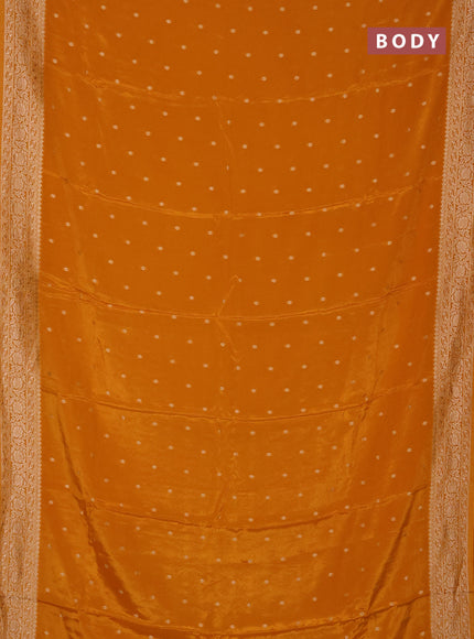 Semi mysore silk saree mustard yellow with allover zari woven buttas and zari woven border