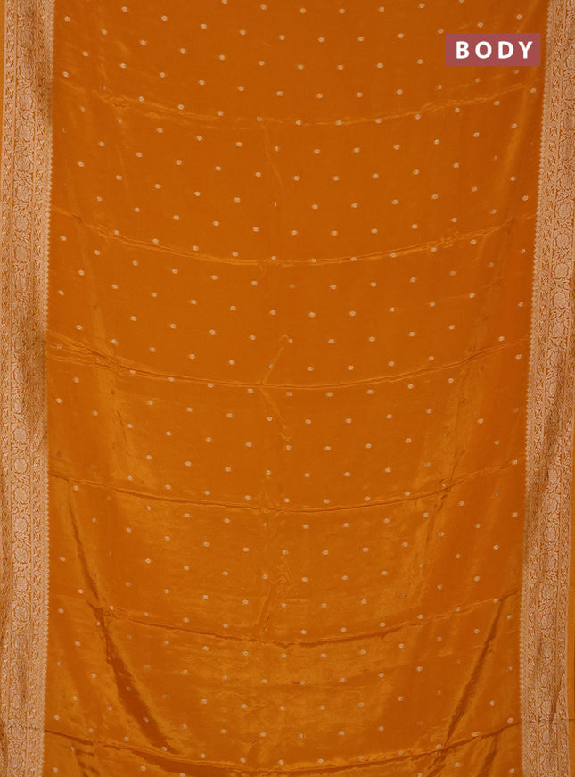Semi mysore silk saree mustard yellow with allover zari woven buttas and zari woven border