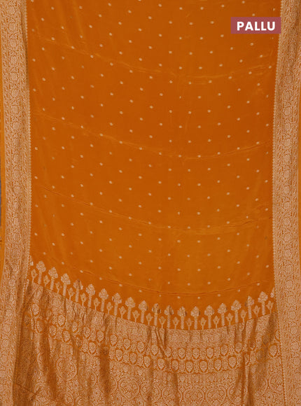 Semi mysore silk saree mustard yellow with allover zari woven buttas and zari woven border