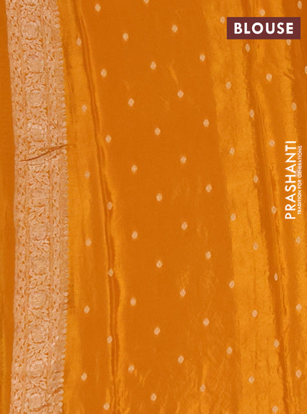 Semi mysore silk saree mustard yellow with allover zari woven buttas and zari woven border