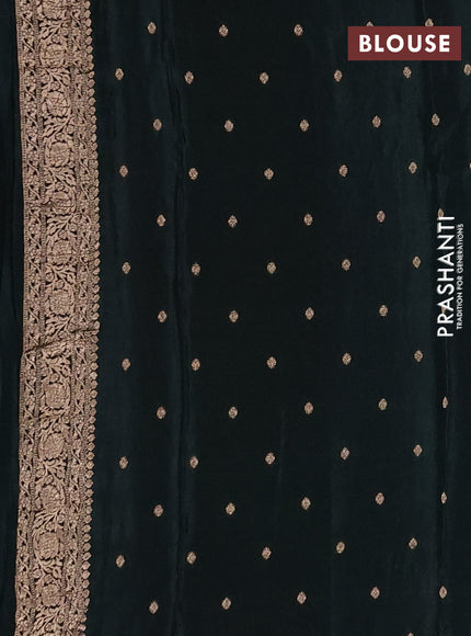 Semi mysore silk saree bottle green with allover zari woven buttas and zari woven border