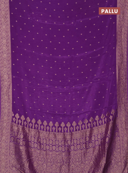 Semi mysore silk saree purple with allover zari woven buttas and zari woven border