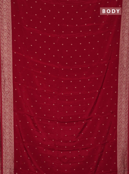 Semi mysore silk saree red with allover zari woven buttas and zari woven border