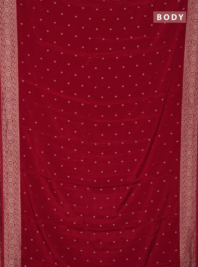Semi mysore silk saree red with allover zari woven buttas and zari woven border