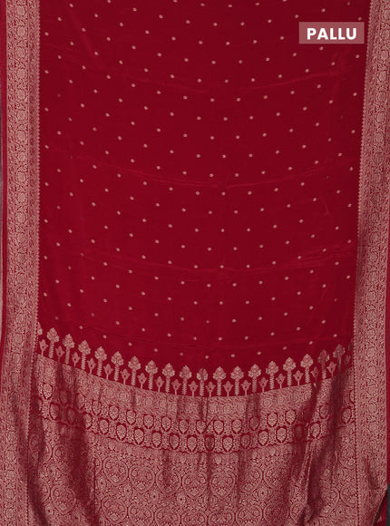 Semi mysore silk saree red with allover zari woven buttas and zari woven border
