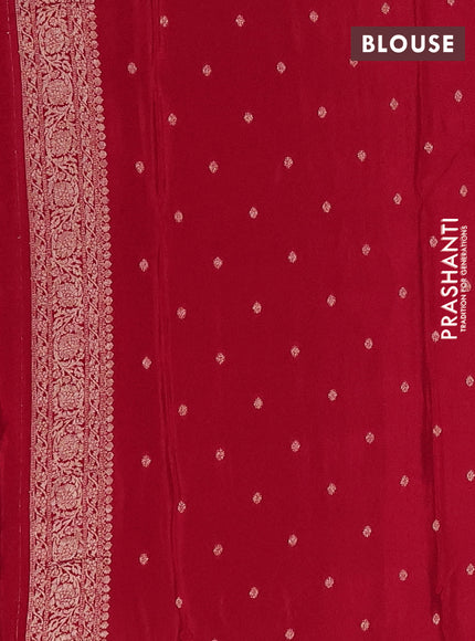 Semi mysore silk saree red with allover zari woven buttas and zari woven border