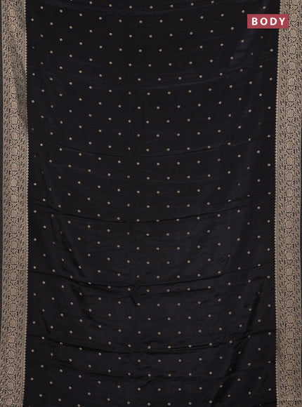 Semi mysore silk saree black with allover zari woven buttas and zari woven border
