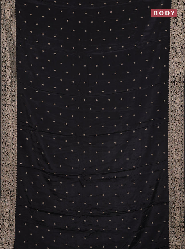 Semi mysore silk saree black with allover zari woven buttas and zari woven border