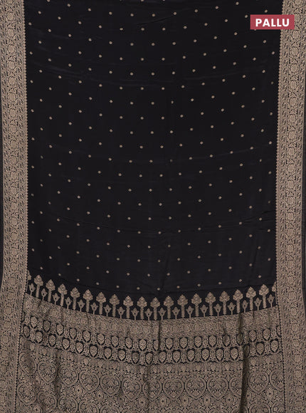 Semi mysore silk saree black with allover zari woven buttas and zari woven border