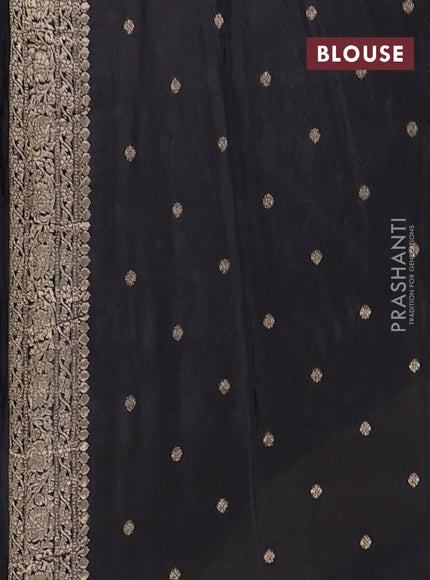 Semi mysore silk saree black with allover zari woven buttas and zari woven border