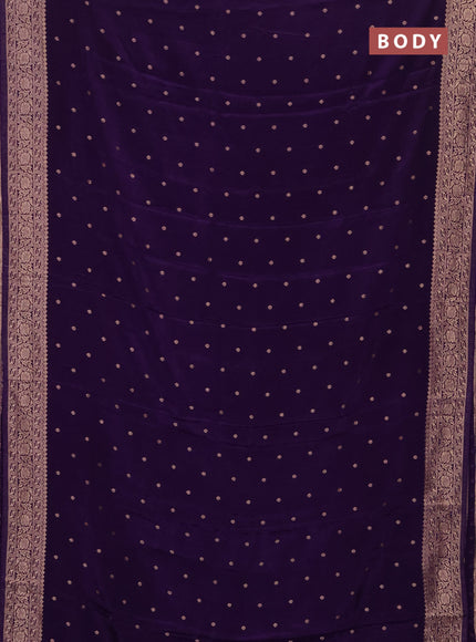 Semi mysore silk saree violet with allover zari woven buttas and zari woven border