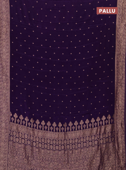 Semi mysore silk saree violet with allover zari woven buttas and zari woven border
