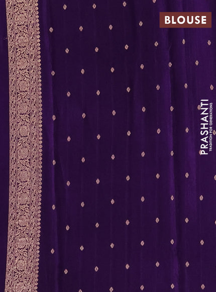 Semi mysore silk saree violet with allover zari woven buttas and zari woven border