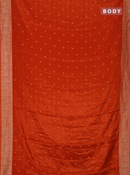 Semi mysore silk saree rust shade with allover zari woven buttas and zari woven border