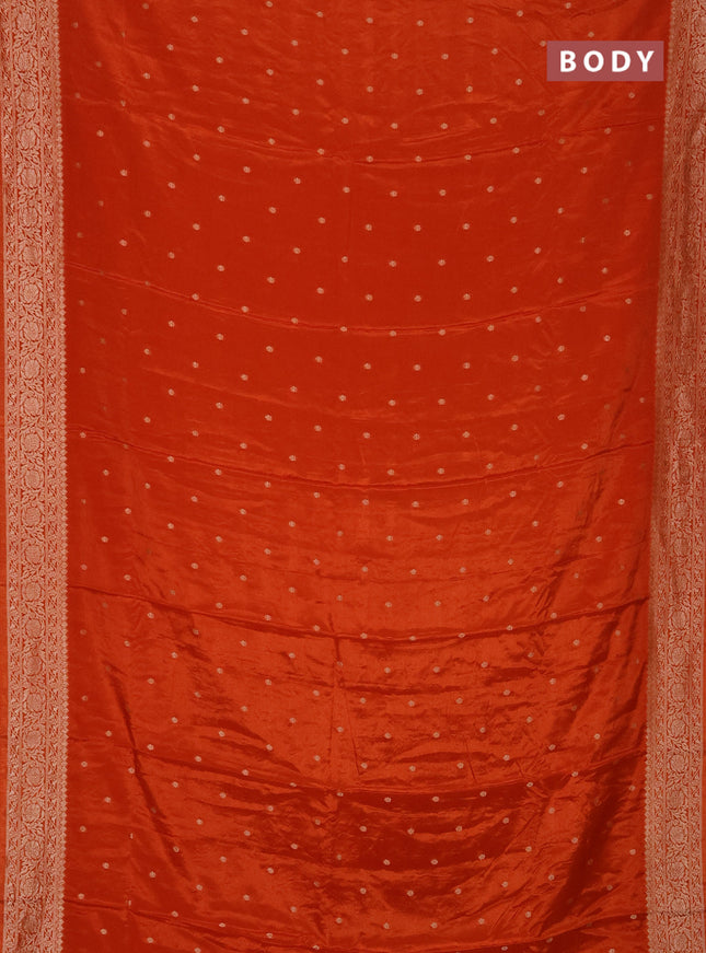 Semi mysore silk saree rust shade with allover zari woven buttas and zari woven border