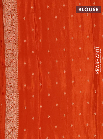 Semi mysore silk saree rust shade with allover zari woven buttas and zari woven border