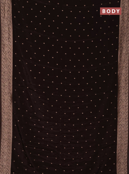 Semi mysore silk saree coffee brown with allover zari woven buttas and zari woven border