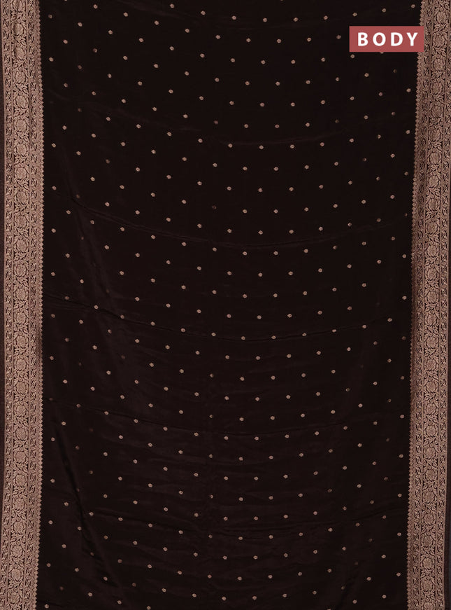 Semi mysore silk saree coffee brown with allover zari woven buttas and zari woven border