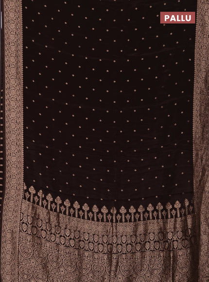 Semi mysore silk saree coffee brown with allover zari woven buttas and zari woven border