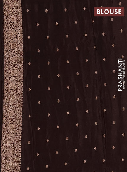 Semi mysore silk saree coffee brown with allover zari woven buttas and zari woven border