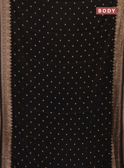 Semi mysore silk saree black with allover zari woven buttas and zari woven border