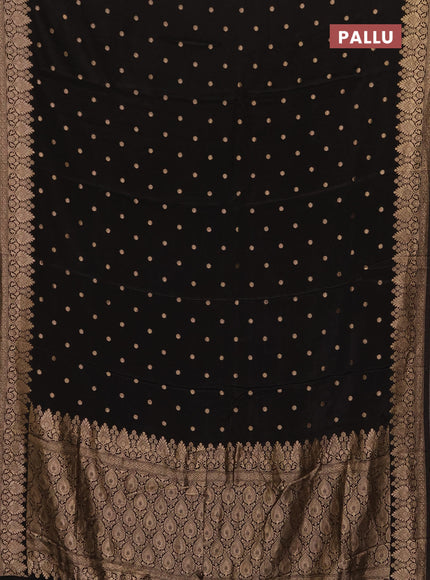 Semi mysore silk saree black with allover zari woven buttas and zari woven border