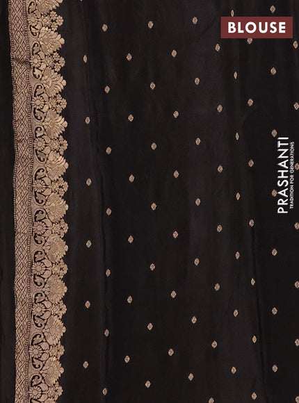 Semi mysore silk saree black with allover zari woven buttas and zari woven border