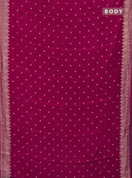 Semi mysore silk saree dark pink with allover zari woven buttas and zari woven border