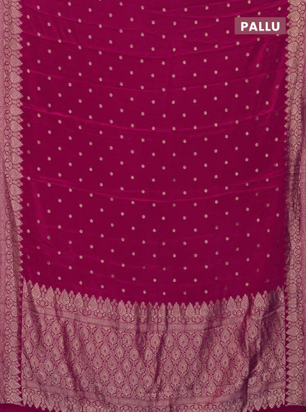 Semi mysore silk saree dark pink with allover zari woven buttas and zari woven border