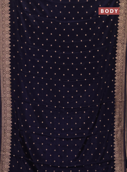 Semi mysore silk saree navy blue with allover zari woven buttas and zari woven border