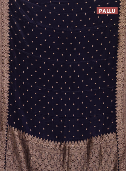 Semi mysore silk saree navy blue with allover zari woven buttas and zari woven border