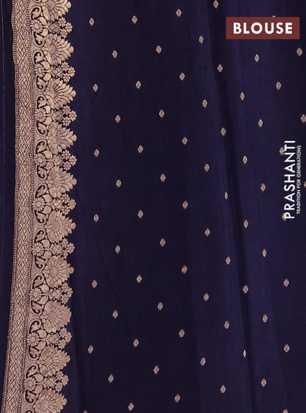 Semi mysore silk saree navy blue with allover zari woven buttas and zari woven border