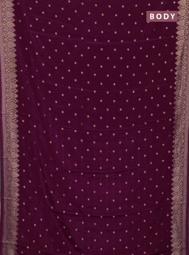 Semi mysore silk saree wine shade with allover zari woven buttas and zari woven border