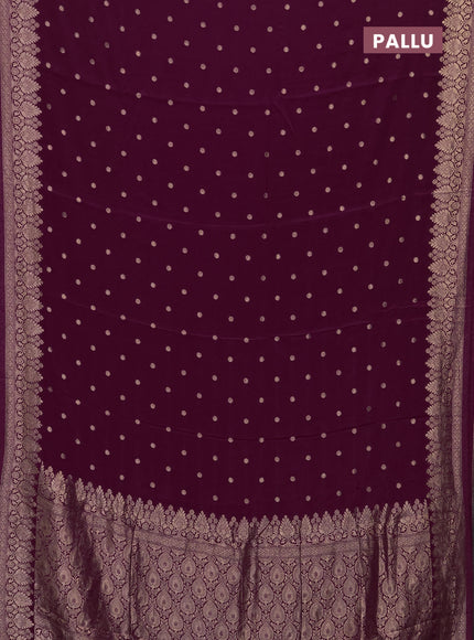 Semi mysore silk saree wine shade with allover zari woven buttas and zari woven border